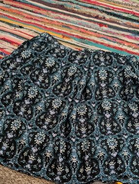 DownEast Black Skater Skirt with Teal and White Medallion Print